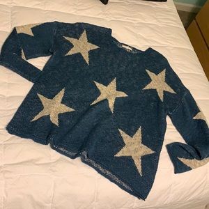 Easel blue star sweater top